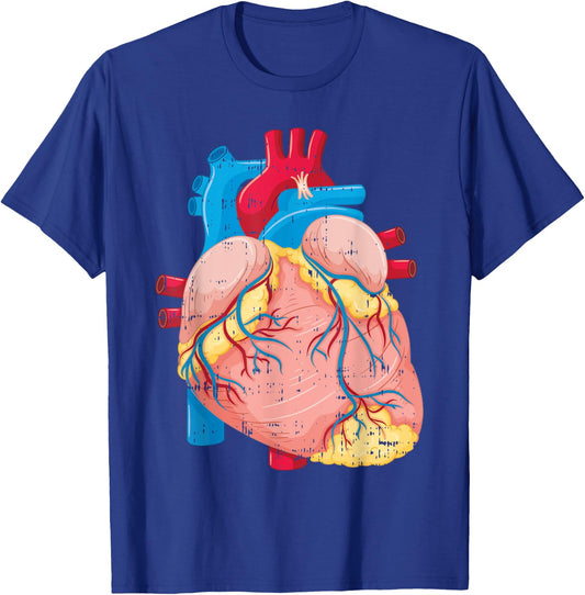 Human Anatomy Heart Cartoon Nurse Doctor Science Lover Gifts T-Shirt - T-Shirt | Royal