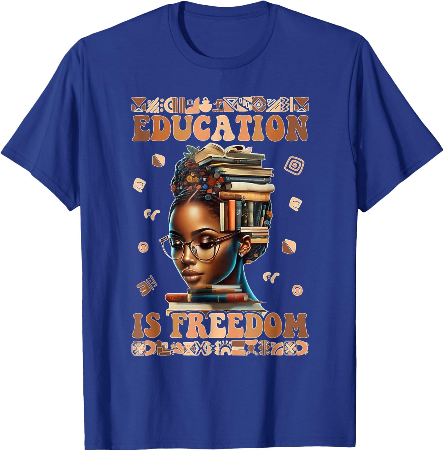 Education Is Freedom Black Teacher Books Black History Month T-Shirt - T-Shirt | Royal