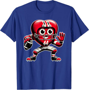 Valentine's Day Heart Retro Football Quarterback T-Shirt - T-Shirt | Royal
