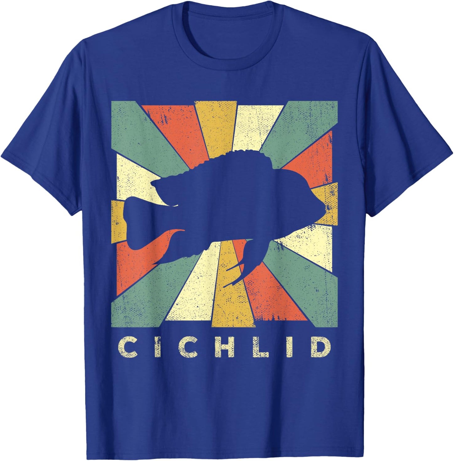 Vintage Cichlid Fish Lover Retro Style Animal T-Shirt - T-Shirt | Royal