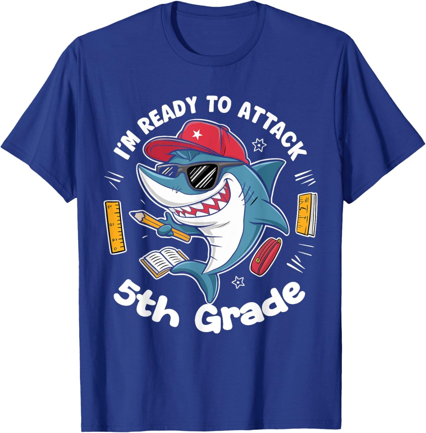 I'm Ready to Attack 5th Grade Shark Back to School Funny T-Shirt - T-Shirt | Royal