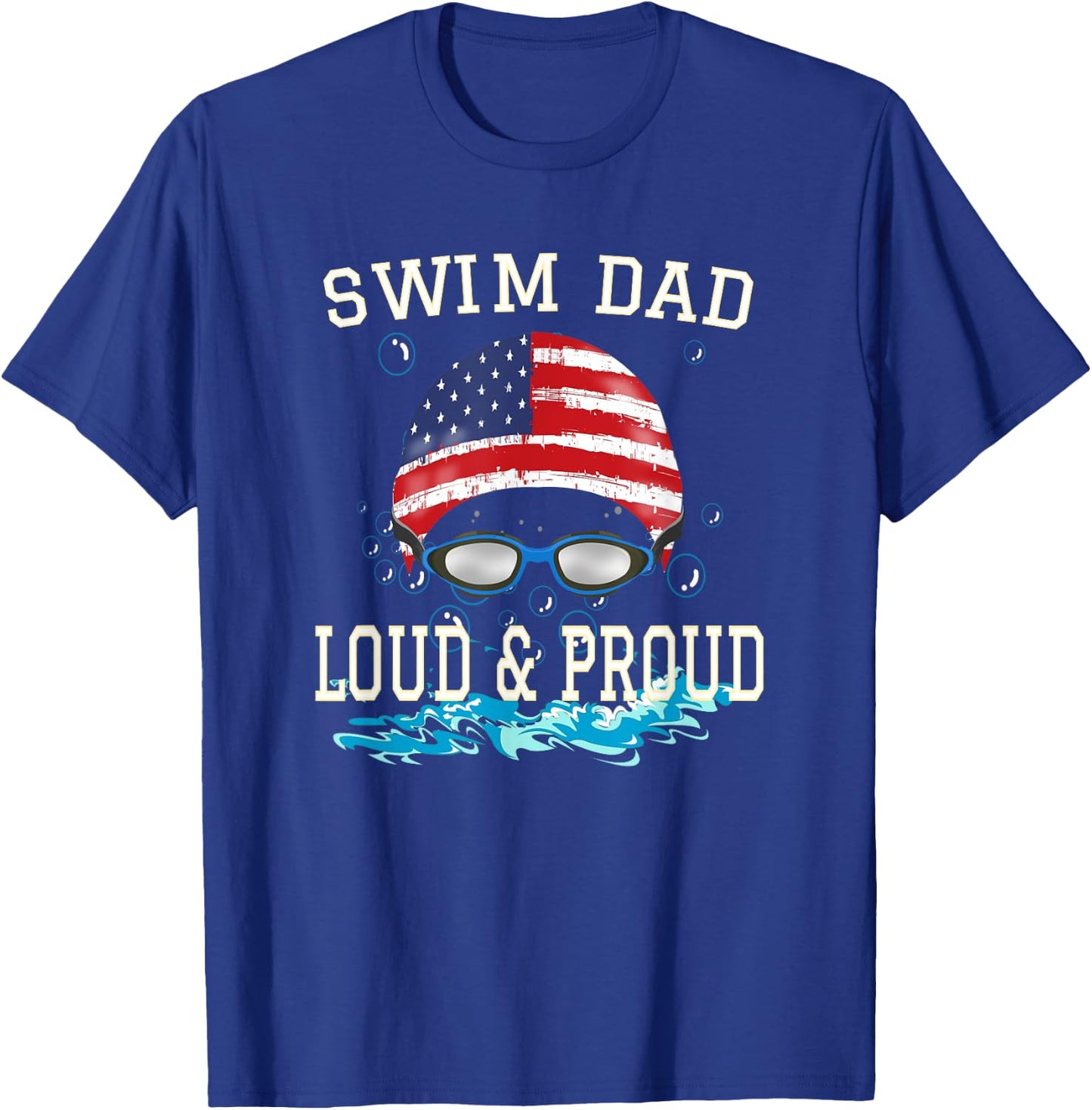 Swim Dad T shirt Funny Swimming Swimmer Cheer Dad Gift T-Shirt - T-Shirt | Royal