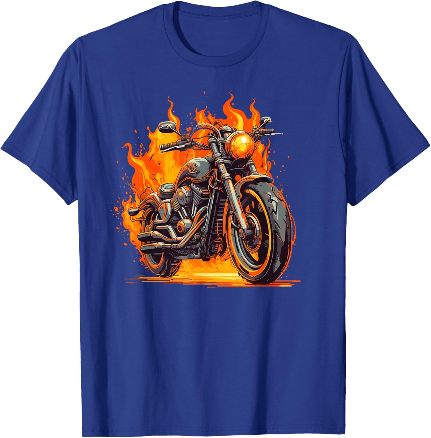 Cool Motorbike Flames and burning Motorcycle love T-Shirt - T-Shirt | Royal