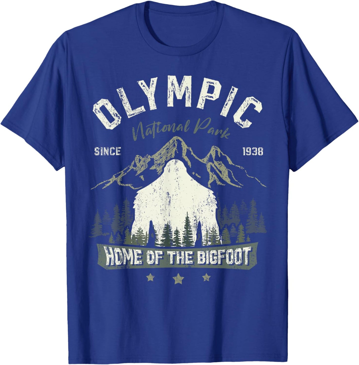 Olympic National Park Bigfoot Sasquatch Washington State T-Shirt - T-Shirt | Royal