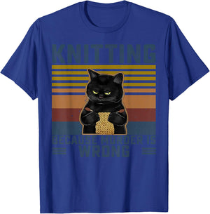 Knitting Because Murder is Wrong Knitting Lover Knitter Small T-Shirt - T-Shirt | Royal