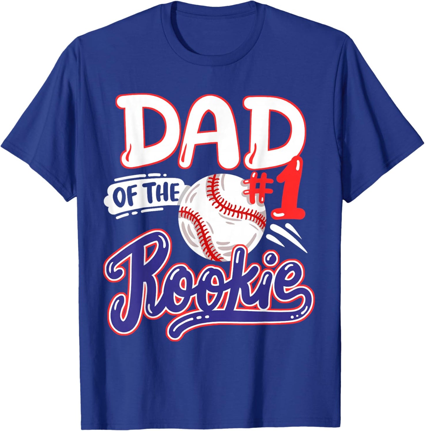 Dad of Rookie 1st Baseball Birthday Party Theme Matching T-Shirt - T-Shirt | Royal
