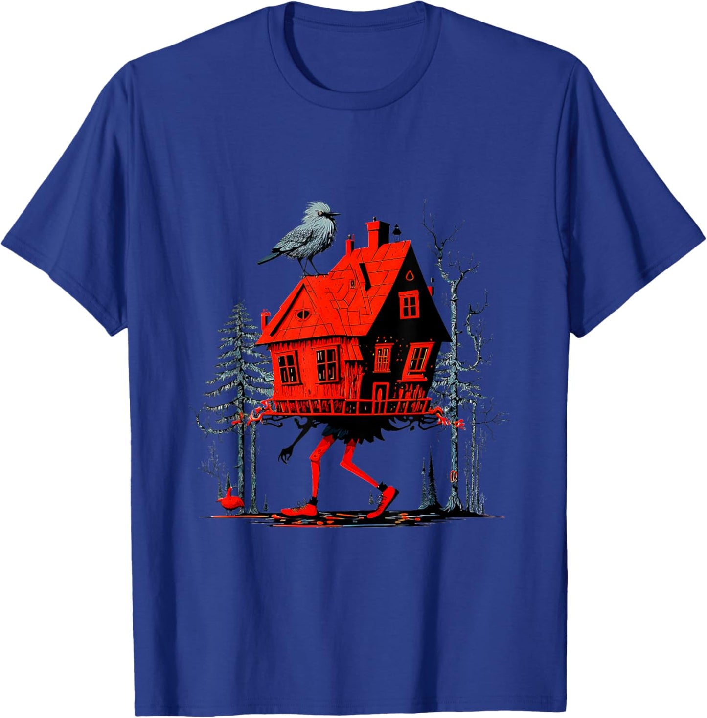 Walking House on Chicken Legs Slavic folklore Baba Yaga Art T-Shirt - T-Shirt | Royal