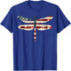 American Flag Dragonfly Patriotic 4th of July Red White Blue T-Shirt - T-Shirt | Royal