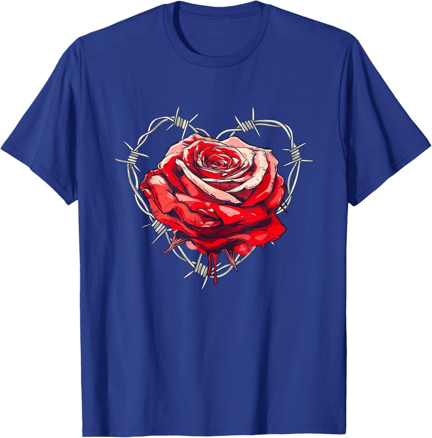 Red Rose in Barbed Wire Love Heart T-Shirt - T-Shirt | Royal
