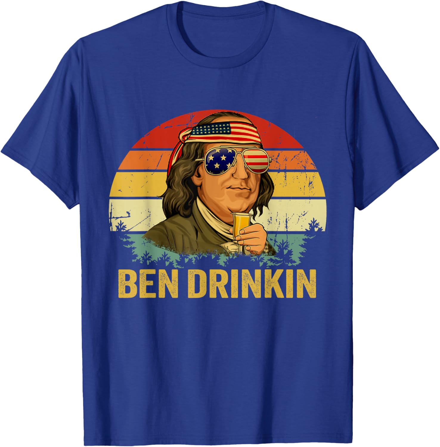 Benjamin Franklin Drinkin Shirt - Vintage Ben Drinkin T-Shirt - T-Shirt | Royal