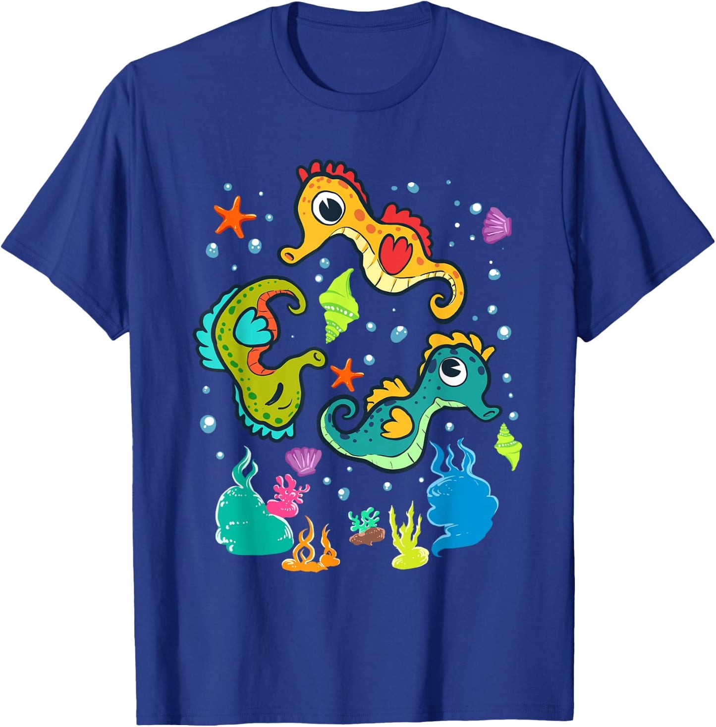 Cute Colorful Sea Horses Sea Life Ocean Seahorse T-Shirt - T-Shirt | Royal
