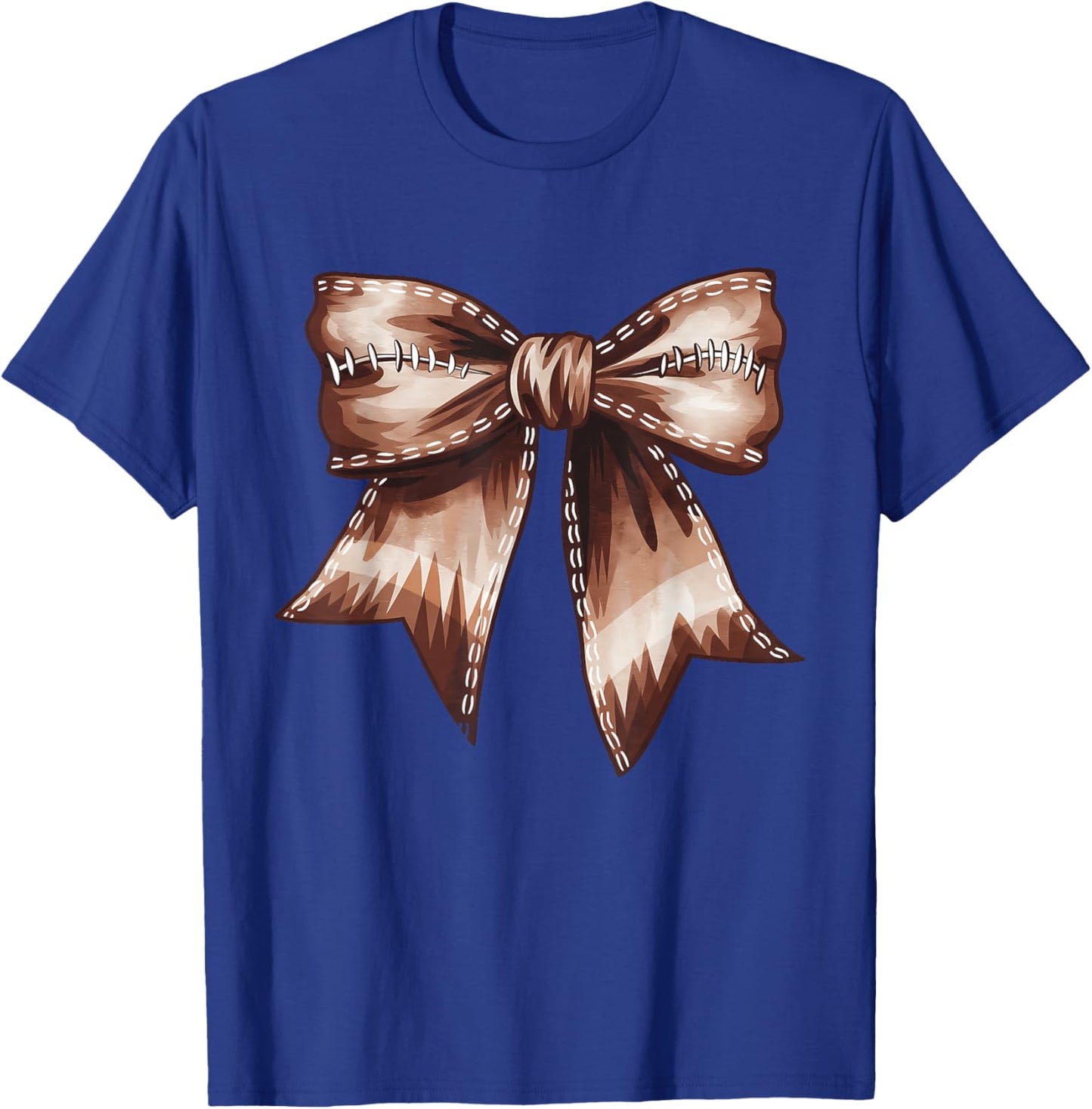 Coquette Bow Funny Football Lover Game Day Football Mom Mama T-Shirt - T-Shirt | Royal
