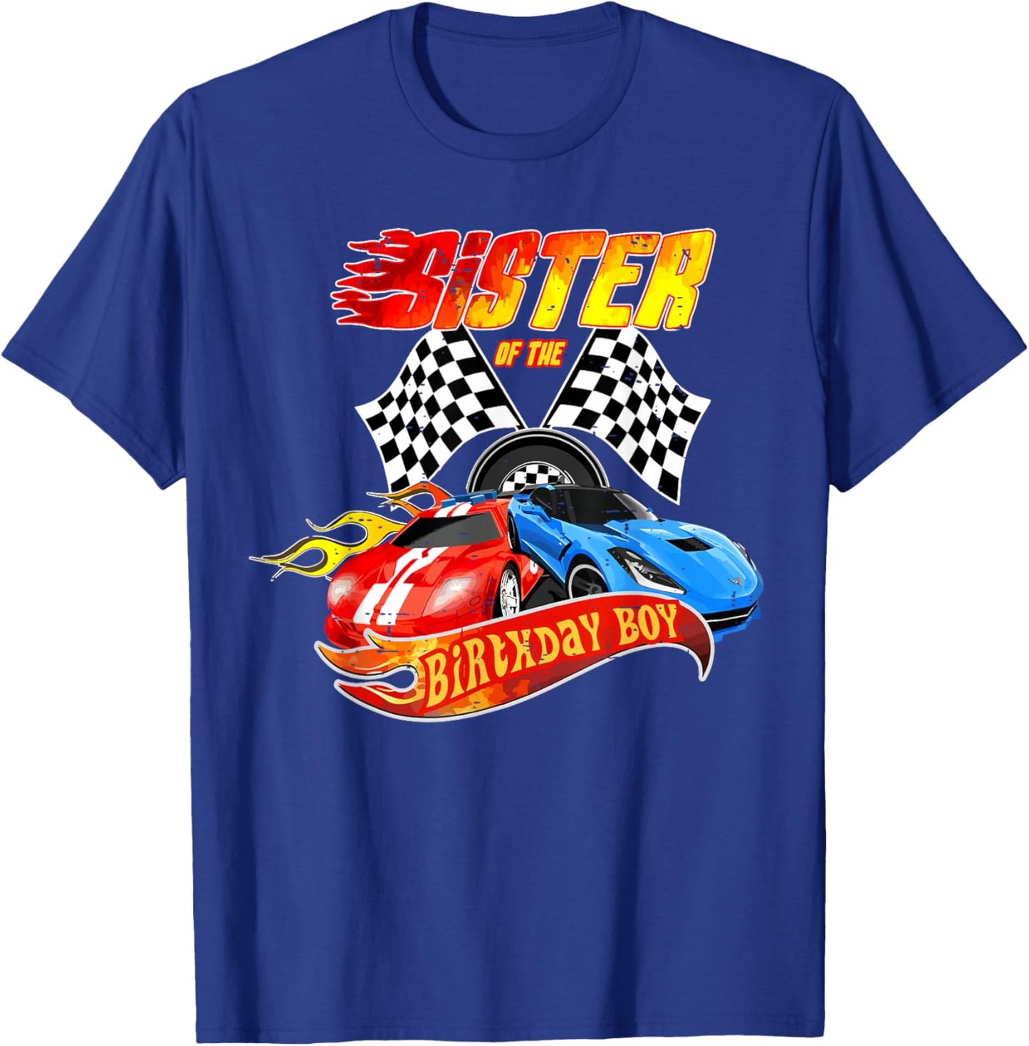 Sister Of The Birthday Boy Race Car Birthday Party Racing T-Shirt - T-Shirt | Royal