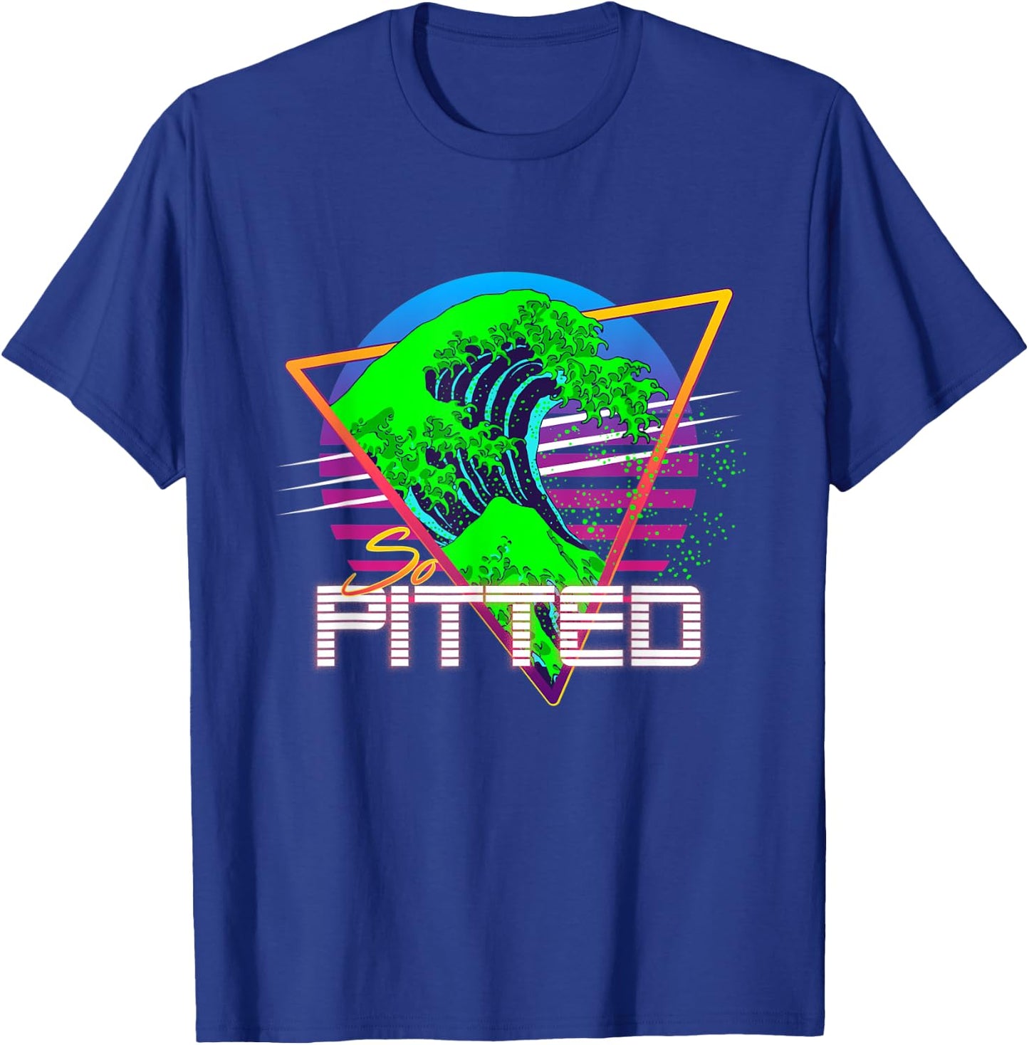 So Pitted Kanagawa Great Wave Retrowave Outrun Surfing T-Shirt - T-Shirt | Royal