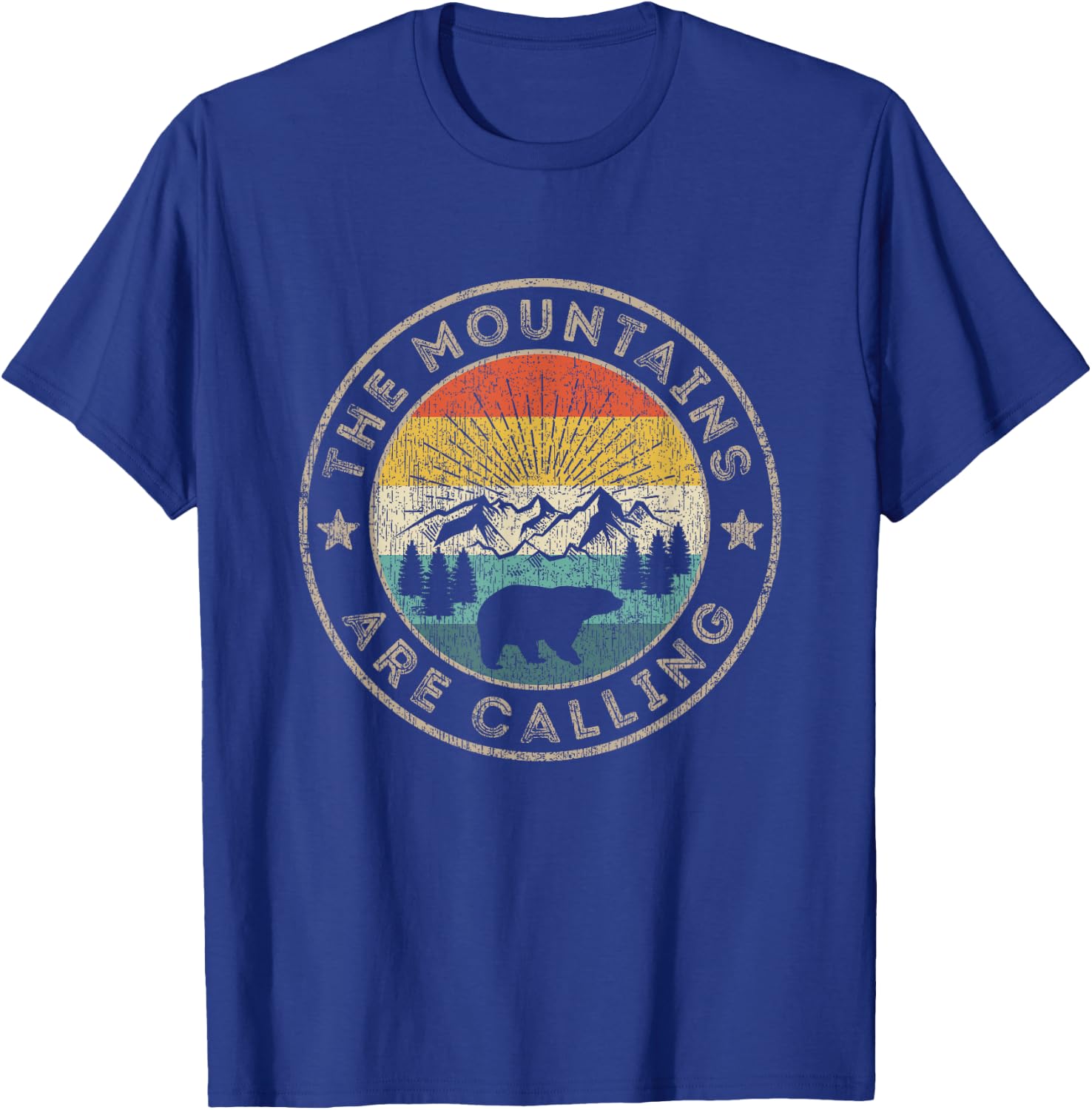 The Mountains Are Calling Graphic Vintage Wild Bear T-Shirt - T-Shirt | Royal