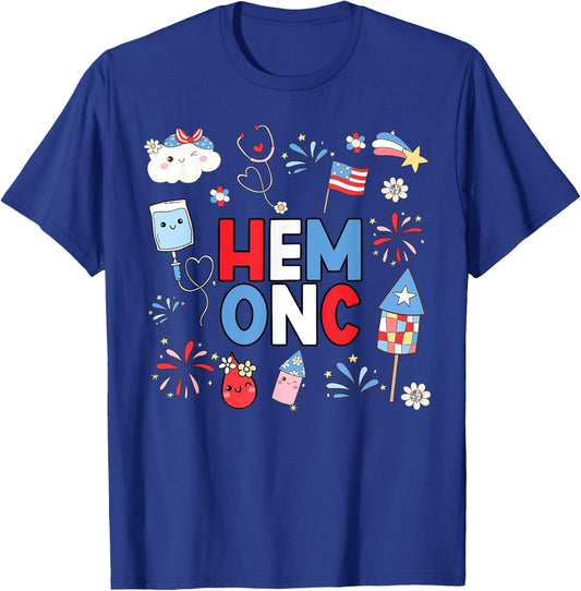 Hematology Oncology Nurse PEDS Hem Onc Nurse 4th Of July Men T-Shirt - T-Shirt | Royal