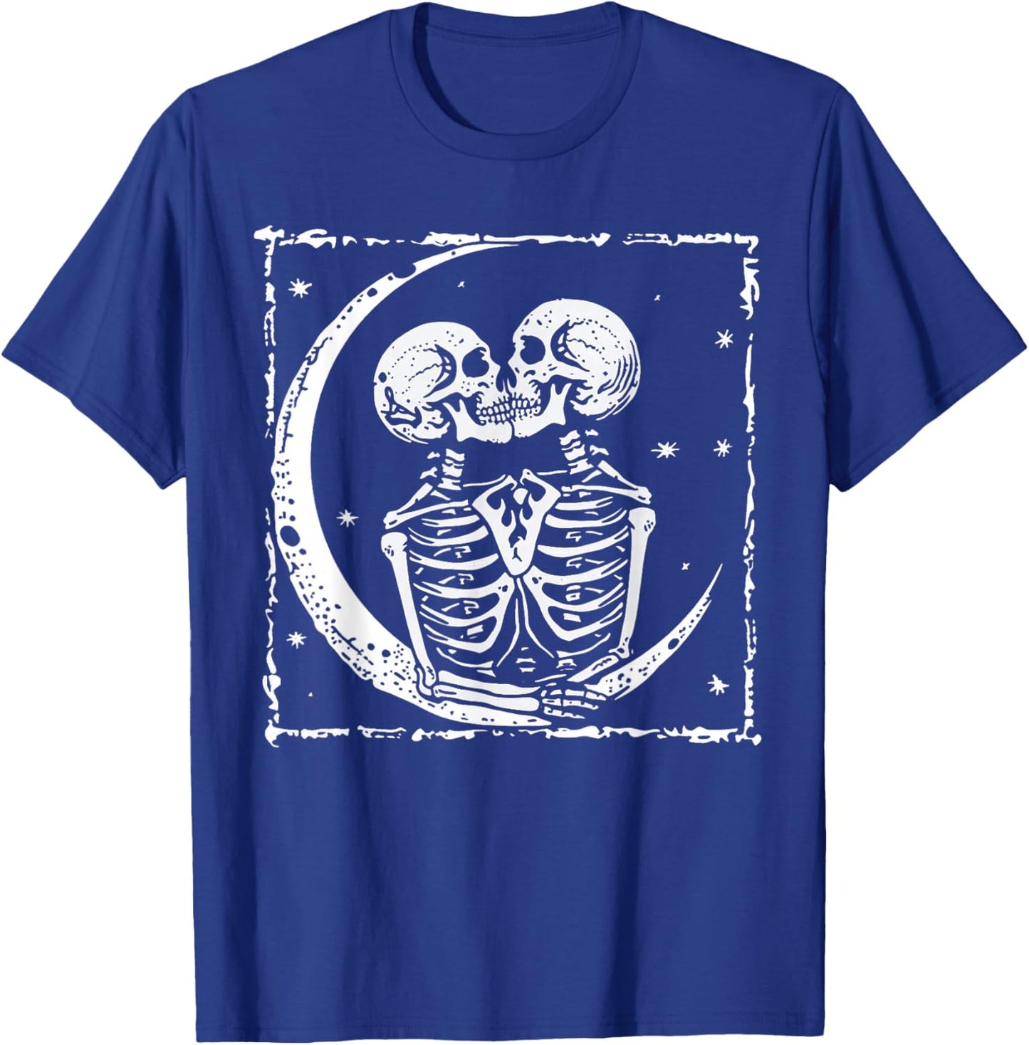Moon Skeleton Couple Kiss Cute Halloween Costume Women Men T-Shirt - T-Shirt | Royal