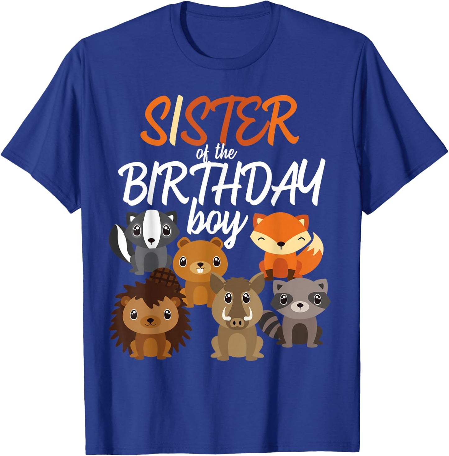 Sister Of The Birthday Boy Woodland Party Matching Family T-Shirt - T-Shirt | Royal