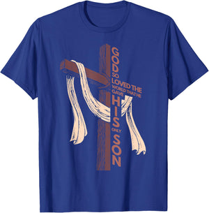 John 3:16 Christian Cross Bible T-Shirt - T-Shirt | Royal