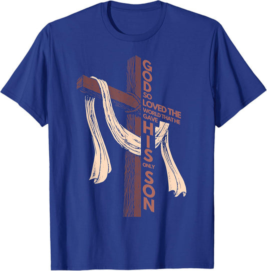 John 3:16 Christian Cross Bible T-Shirt - T-Shirt | Royal