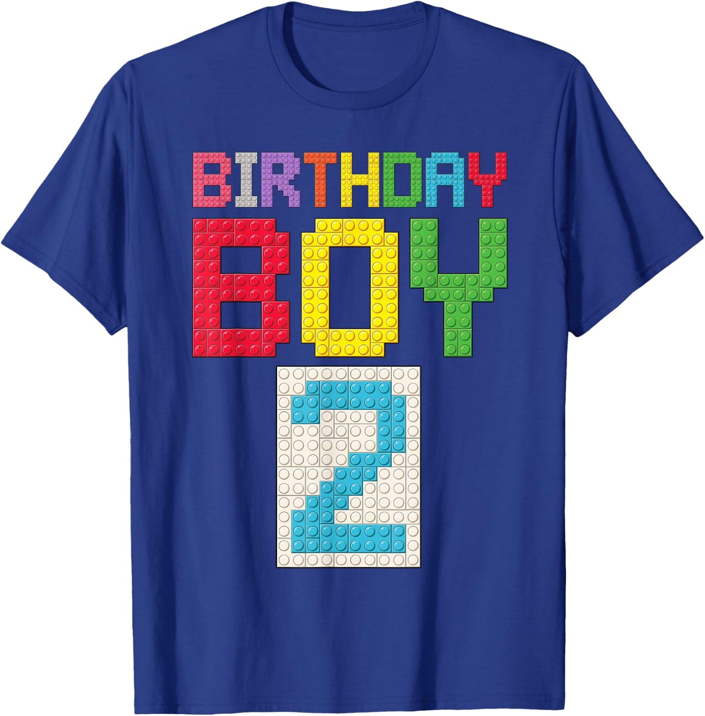 2nd birthday Boy master builder 2 years old block building T-Shirt - T-Shirt | Royal