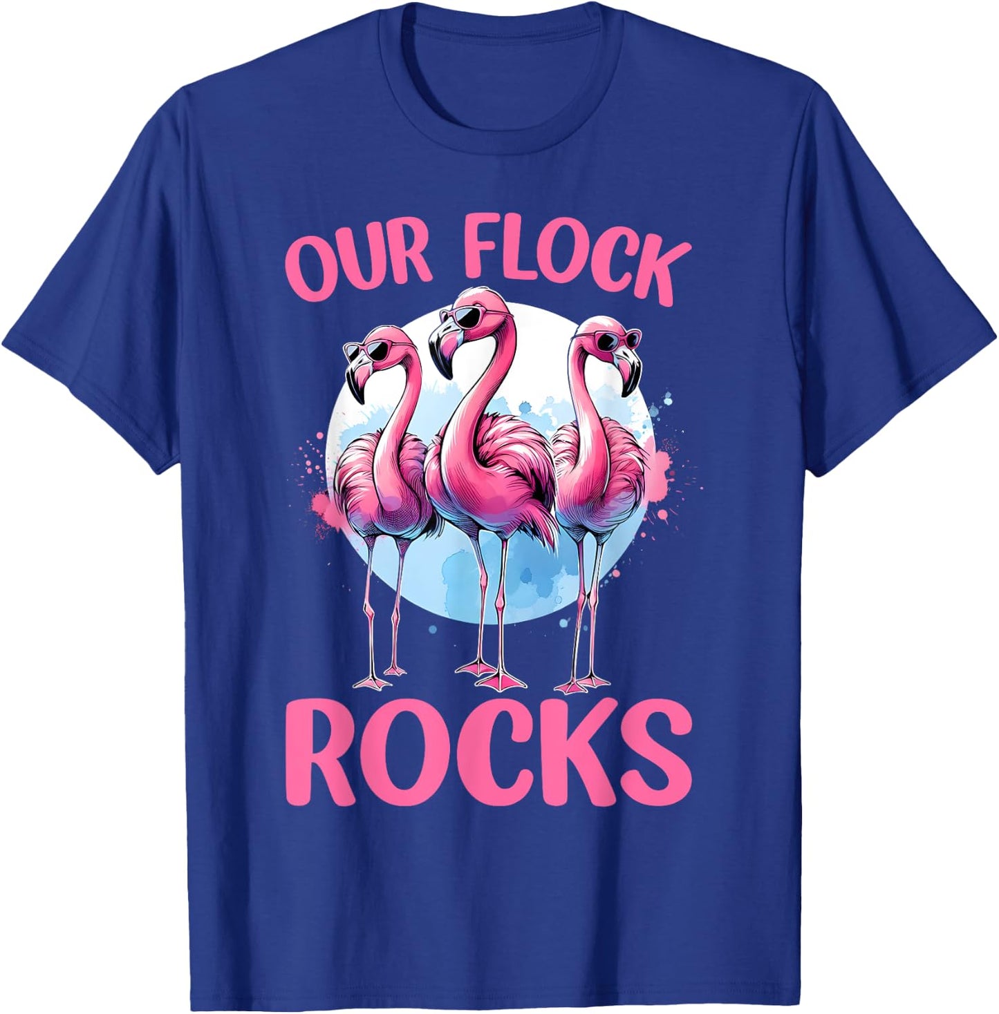 Our Flock Rocks Flamingos Lover Family Vacation Group T-Shirt - T-Shirt | Royal