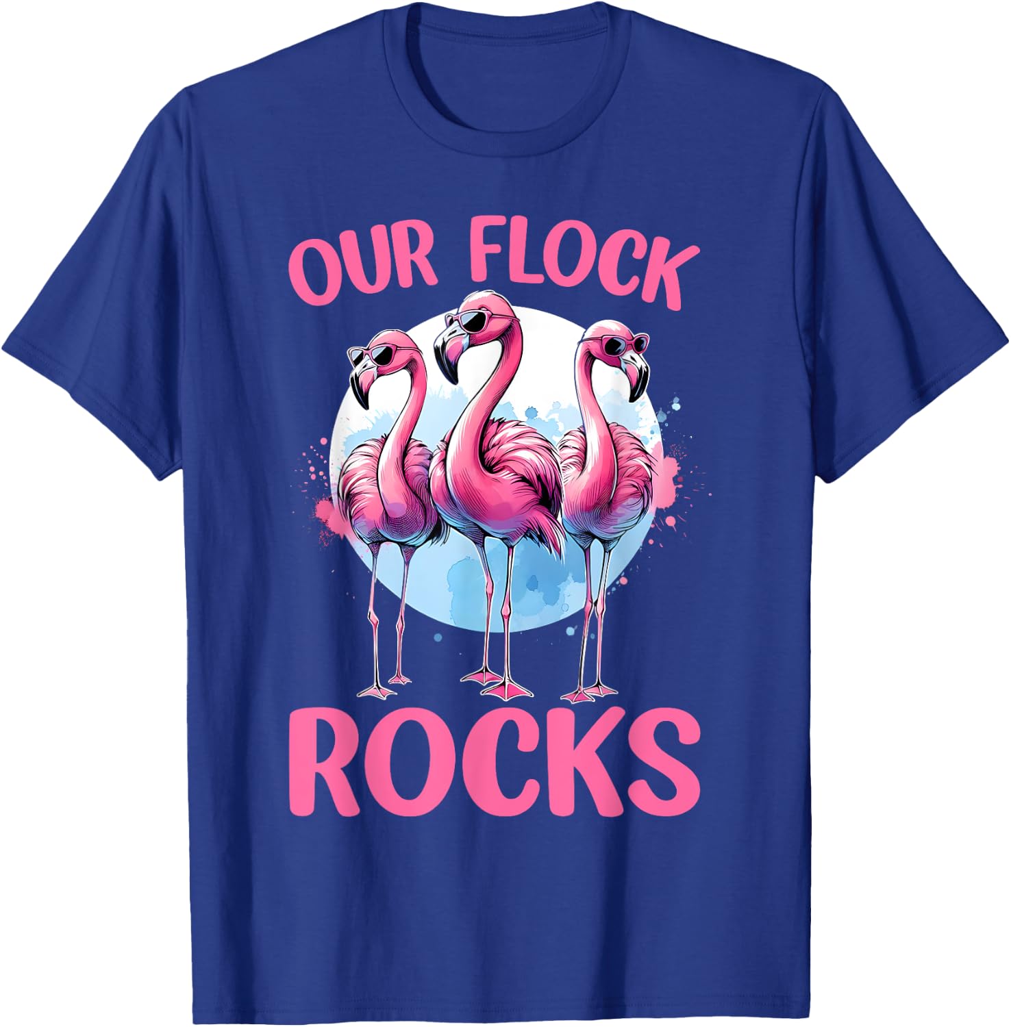 Our Flock Rocks Flamingos Lover Family Vacation Group T-Shirt - T-Shirt | Royal