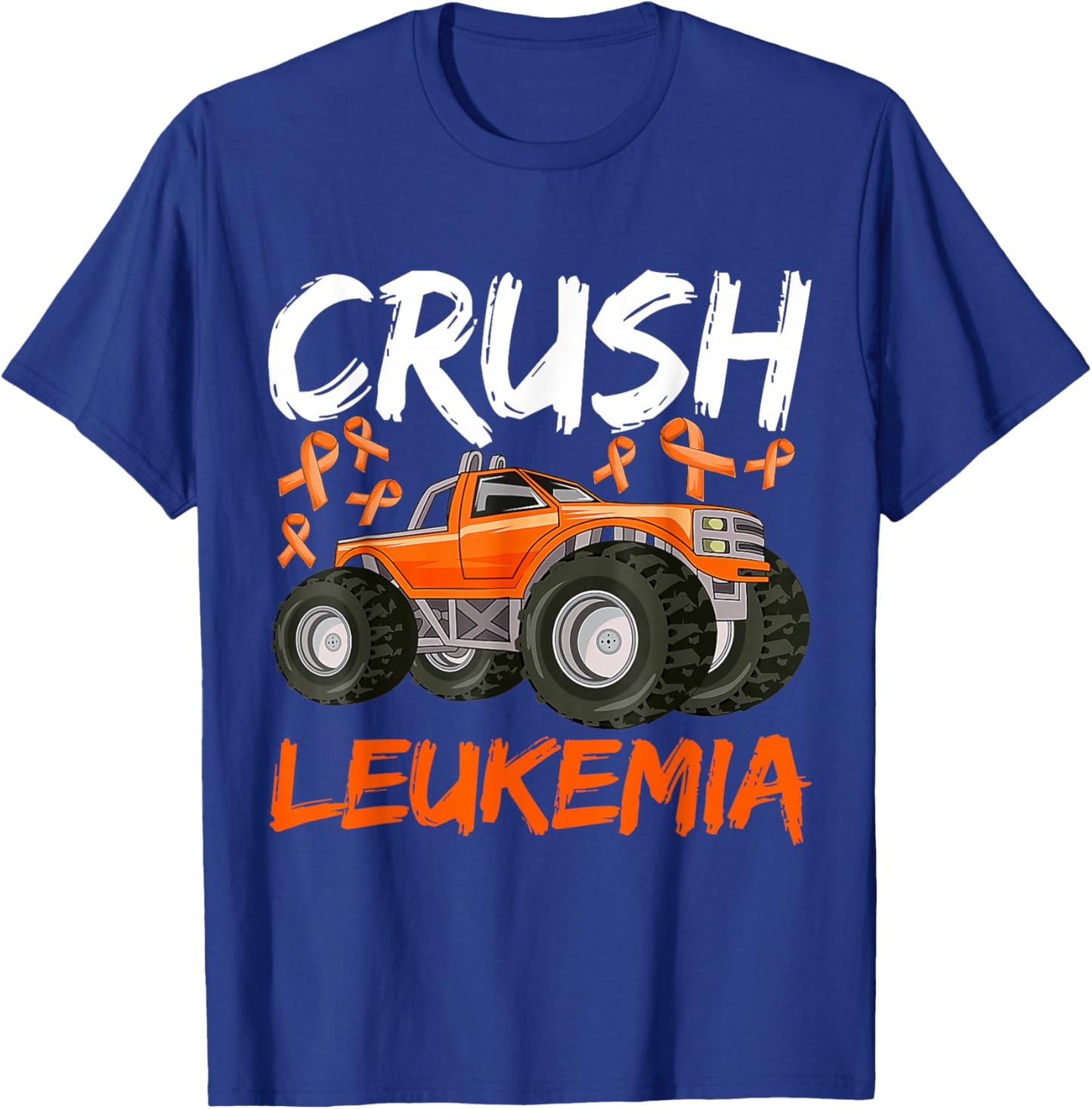 Monster Truck Orange Leukemia Awareness For Boy Kids Toddler T-Shirt - T-Shirt | Royal