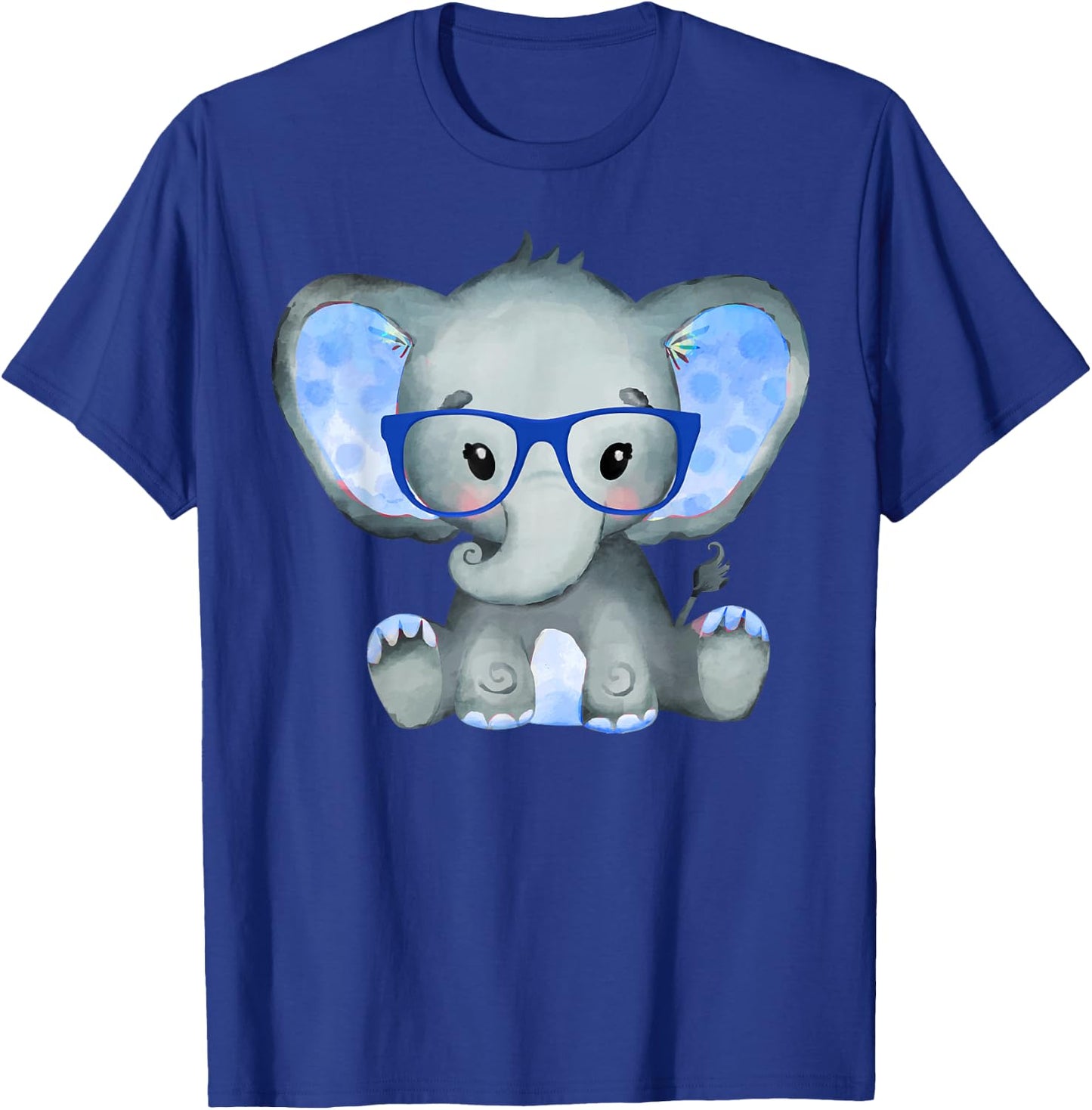 Cute Boy Baby Elephant Wearing Blue Glasses Gift Kids T-Shirt - T-Shirt | Royal