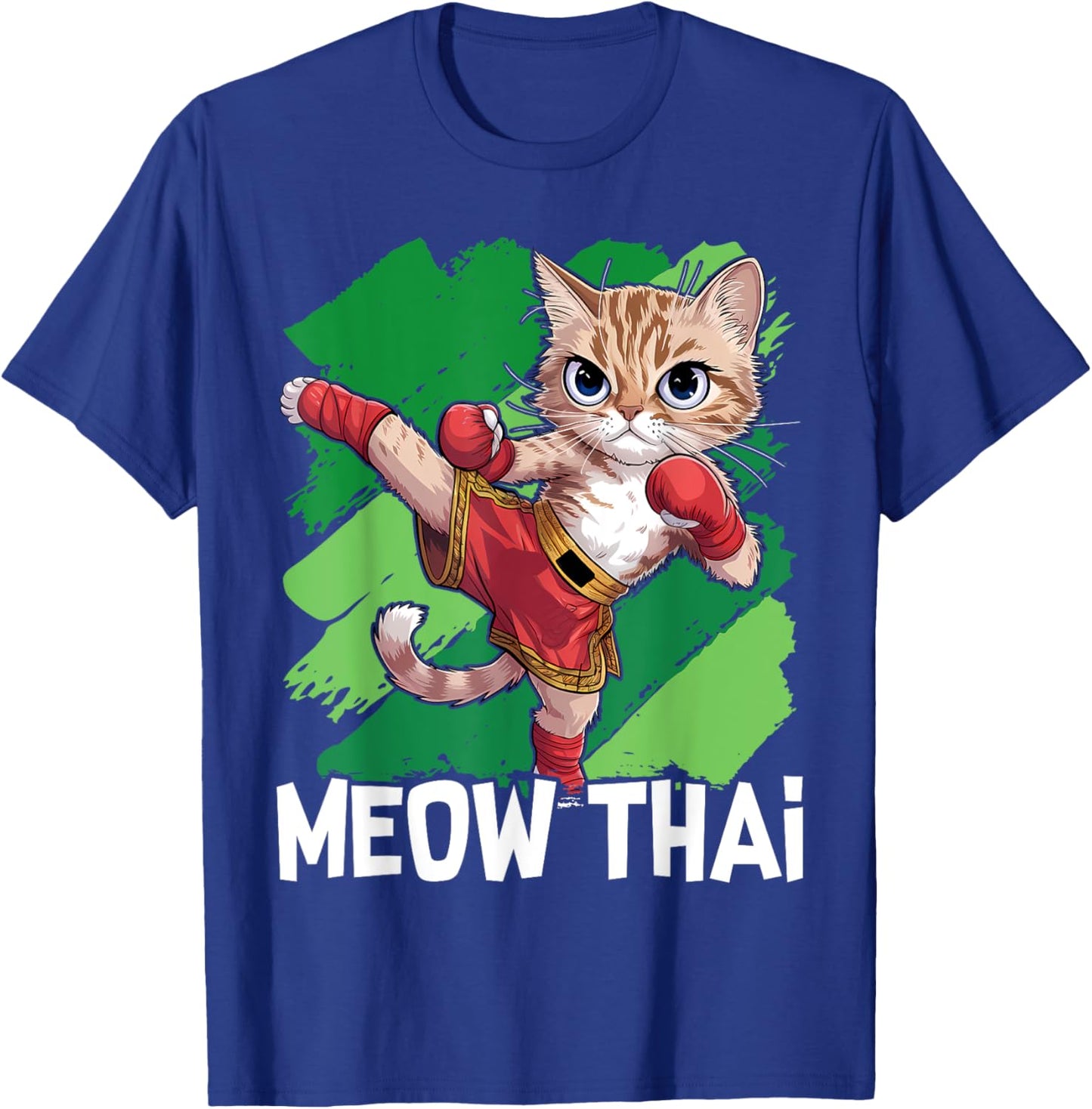 Meow Thai Funny Muay Thai Boxing Cat Martial Arts MMA Boxer T-Shirt - T-Shirt | Royal