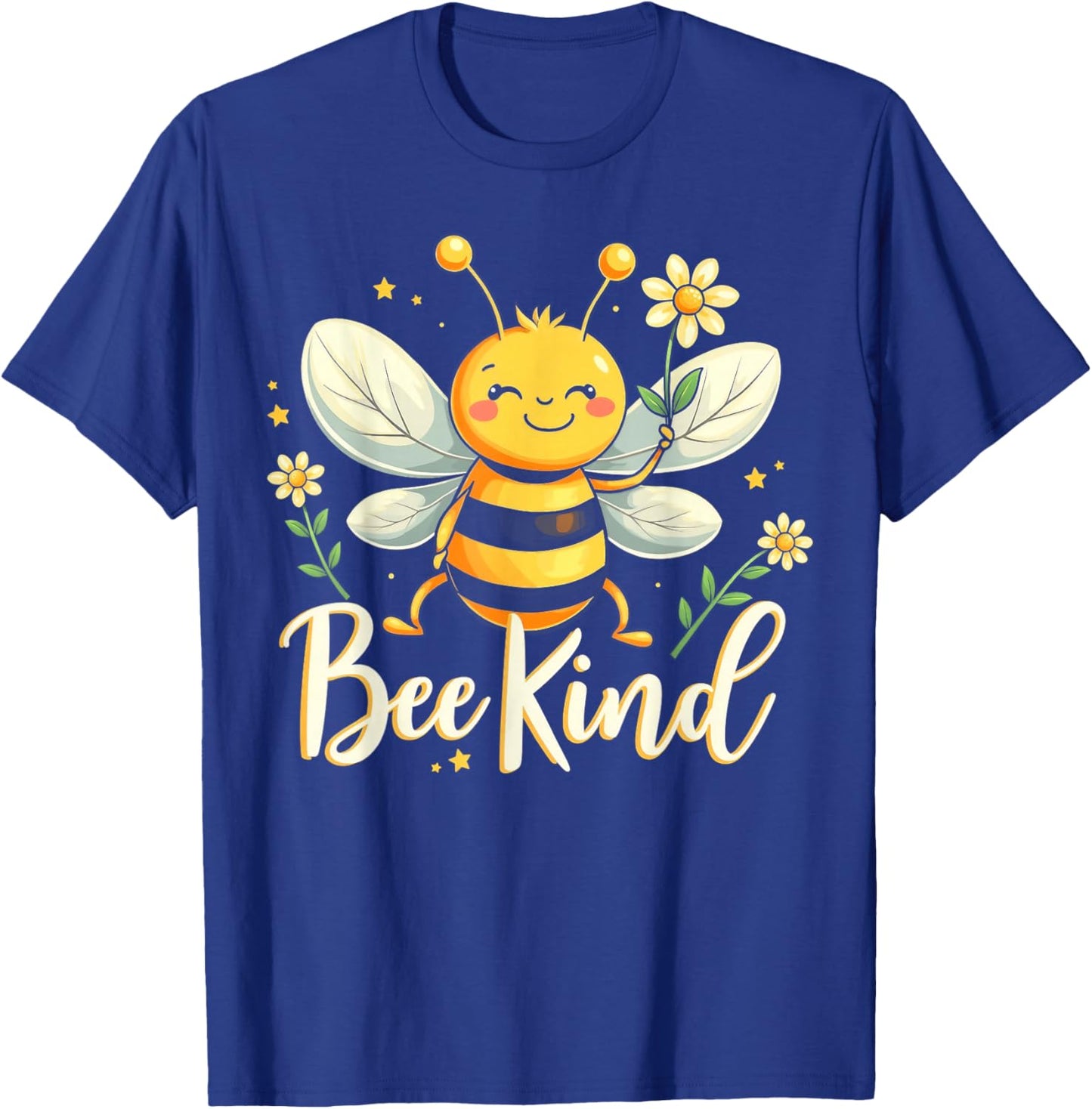 Bee Kind Cute bee with Flower Kindness T-Shirt - T-Shirt | Royal