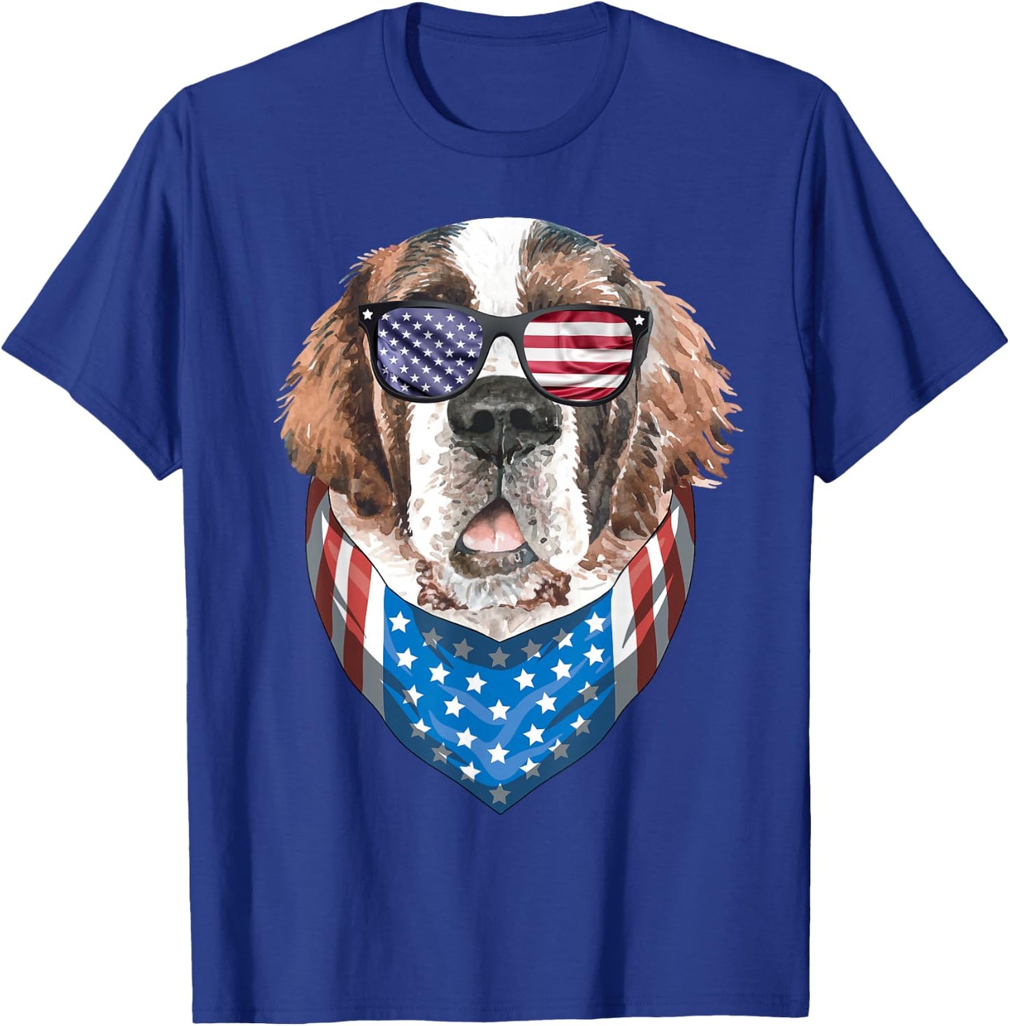 Fourth of July Bernard American Flag July 4th St Bernard Dog Women Girls Kids Men T-Shirt - T-Shirt | Royal