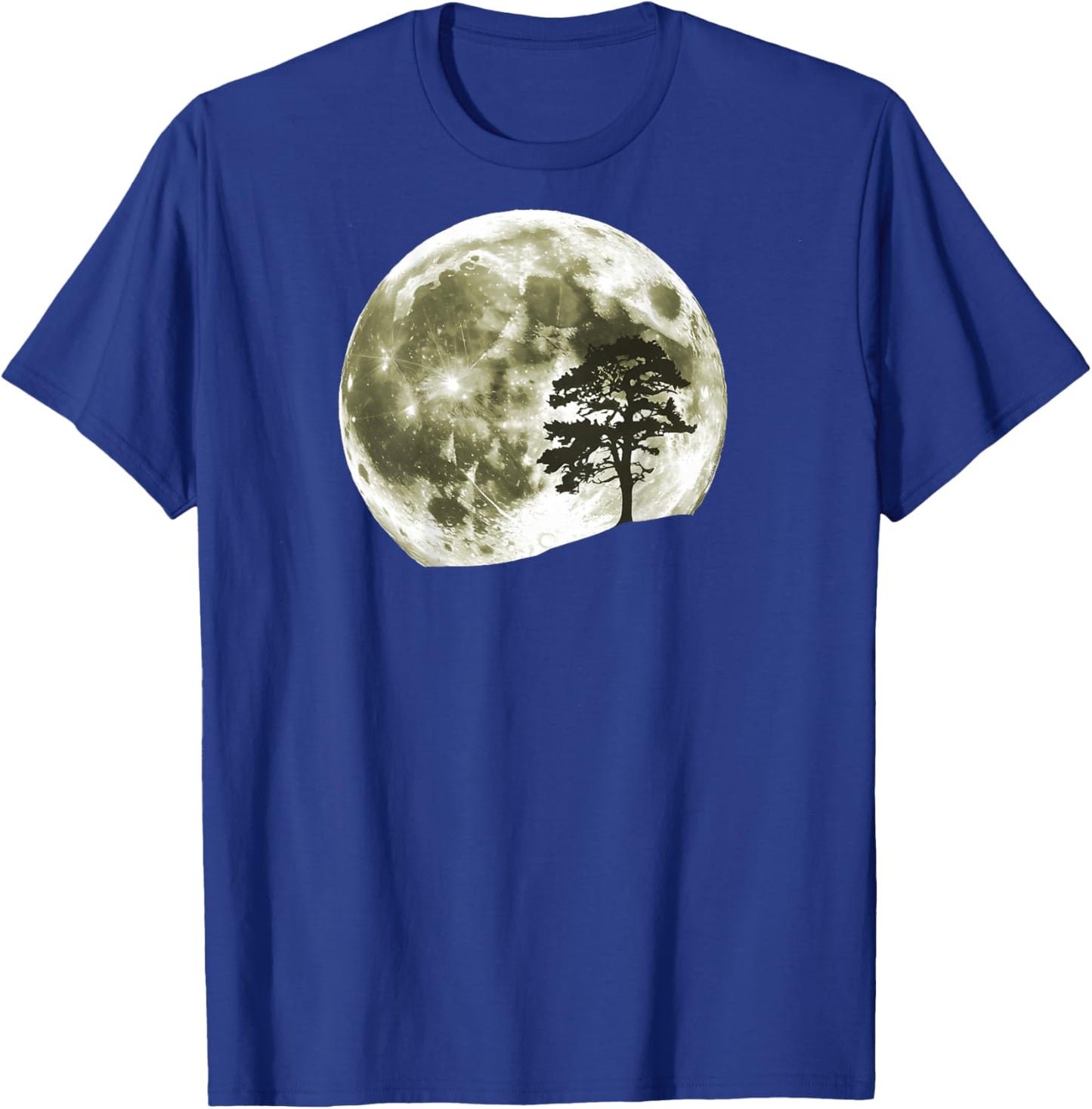 On Back Trees Nature Mountains Full Moon Adventure Wildlife T-Shirt - T-Shirt | Royal