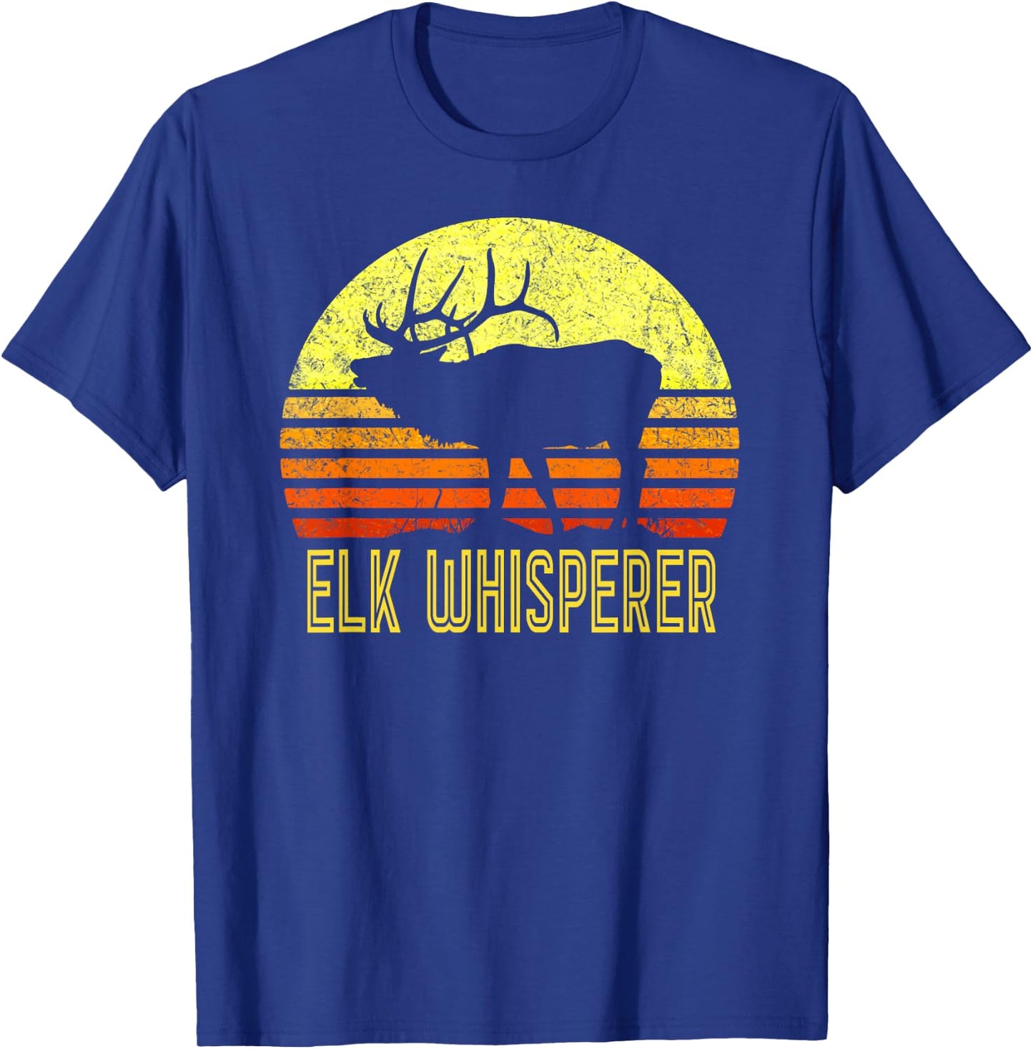 American Elk Hunter Dad Vintage Retro Sun Bow Hunting Gift T-Shirt - T-Shirt | Royal