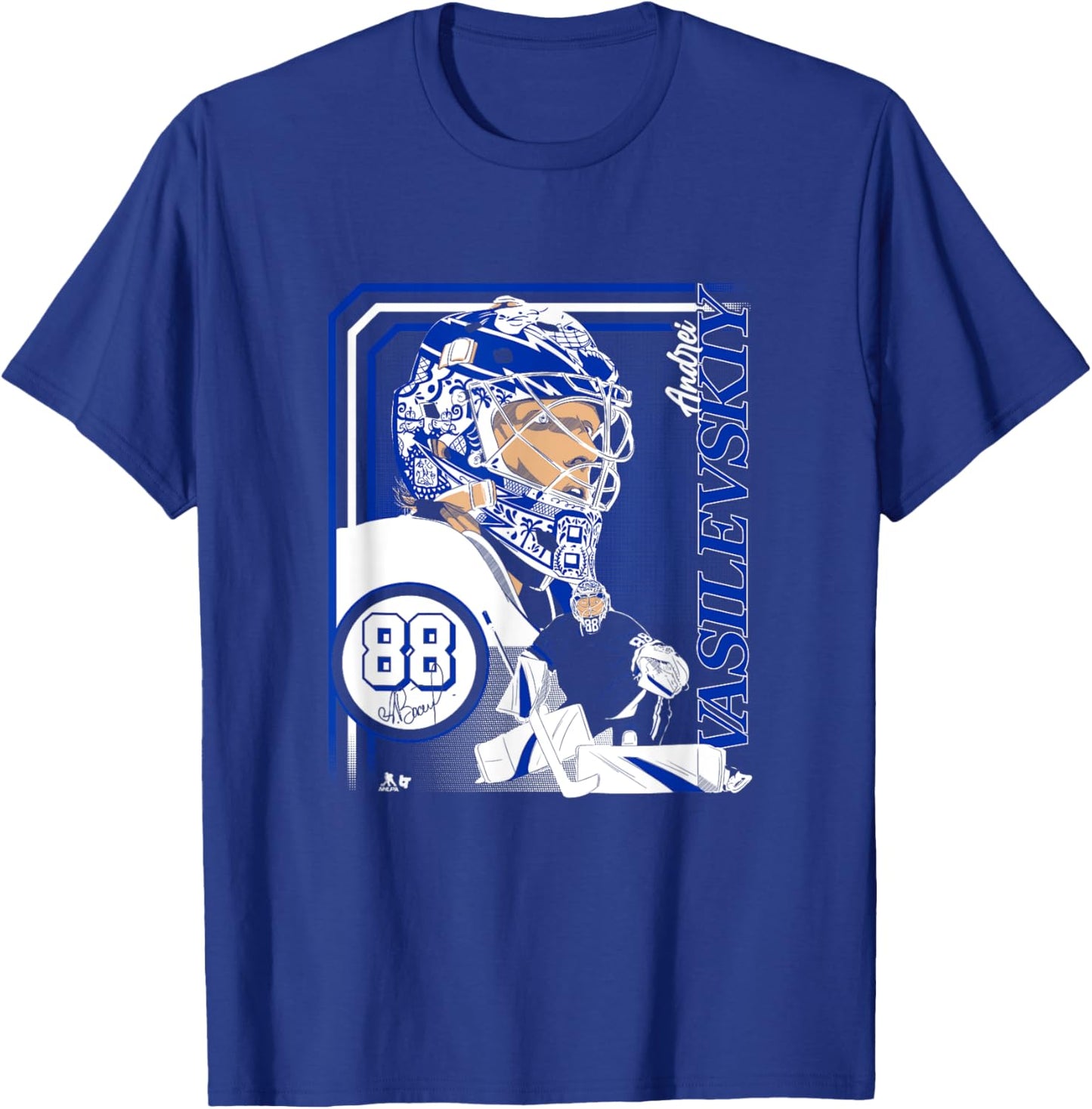 Andrei Vasilevskiy: Collage Frame - Tampa Bay Hockey T-Shirt - T-Shirt | Royal