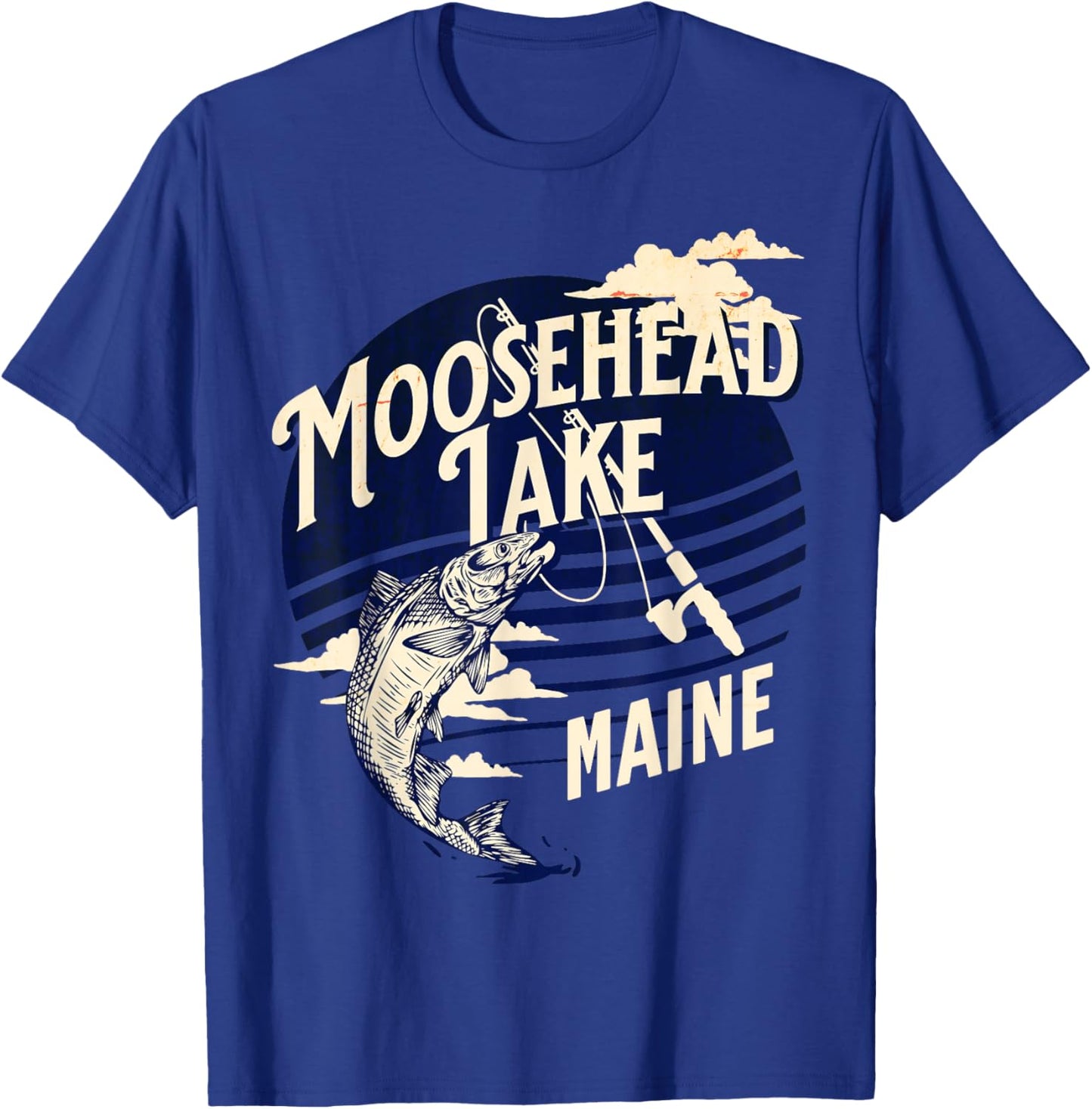 Moosehead Lake Maine Fly Fishing Trout Bass Fisher Souvenir T-Shirt - T-Shirt | Royal