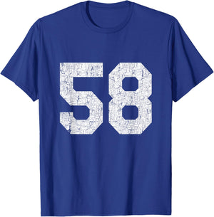 #58 Jersey Uniform Varsity Sports Number, 58th Birthday T-Shirt - T-Shirt | Royal