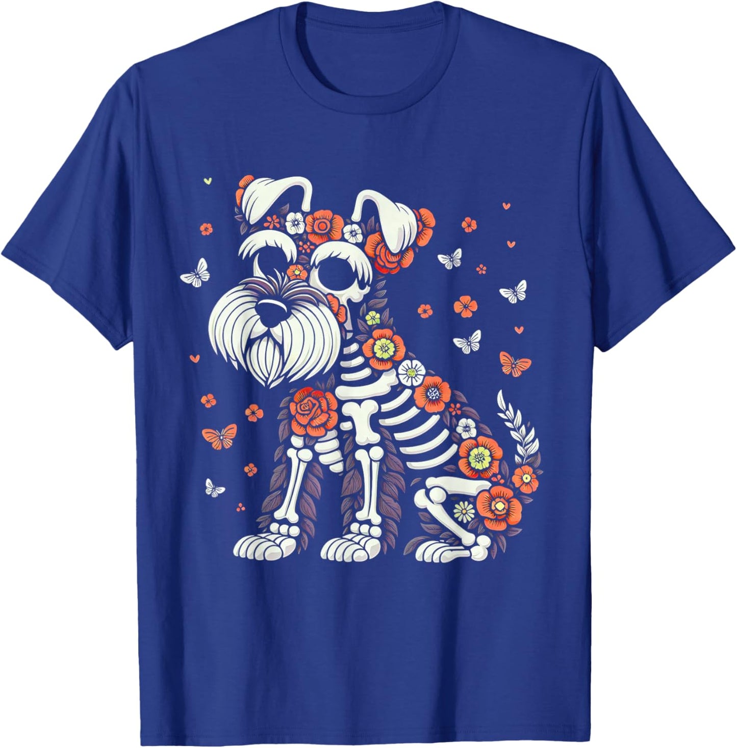 Dia de Los Muertos Schnauzer Sugar Skull Mexican Dogs Lovers T-Shirt - T-Shirt | Royal