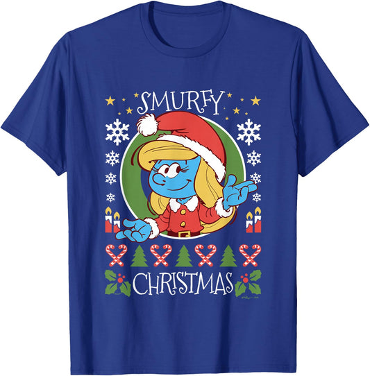 The Smurfs Christmas Smurfy Christmas Smurfette Chest Logo T-Shirt - T-Shirt | Royal