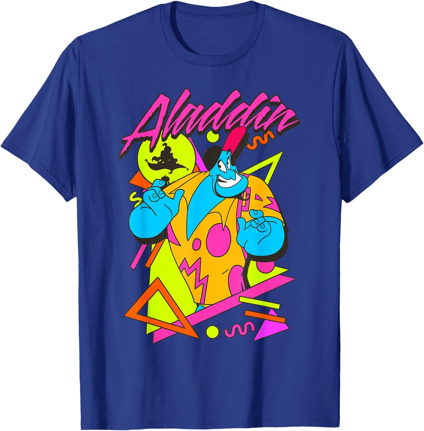 Disney Aladdin Genie Retro Abstract 90's Print Graphic T-Shirt - T-Shirt | Royal