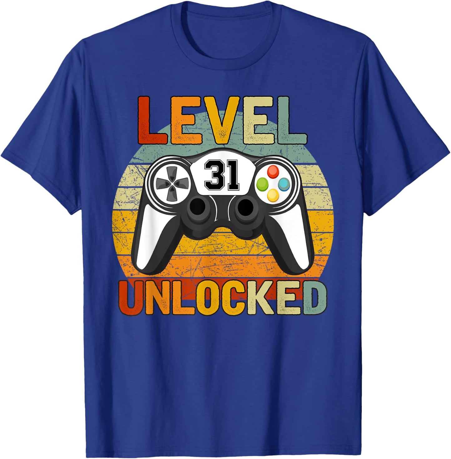 Level 31 Unlocked 31 Years Old Retro 31st Birthday Gift T-Shirt - T-Shirt | Royal