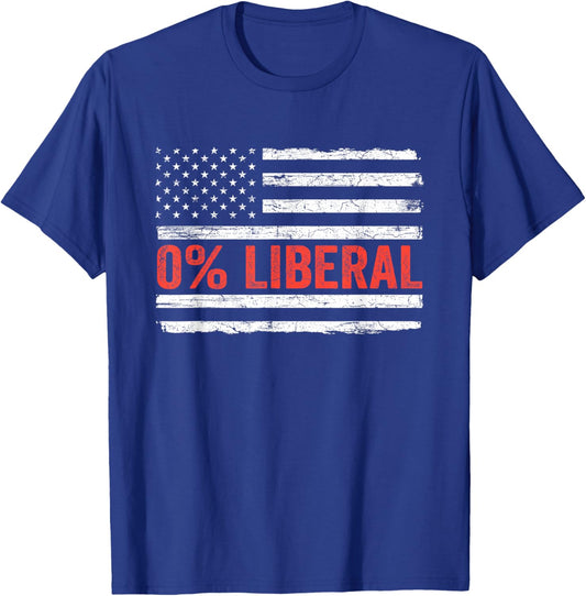 Zero Percent 0% Liberal Vintage USA Flag Pro Conservative T-Shirt - T-Shirt | Royal
