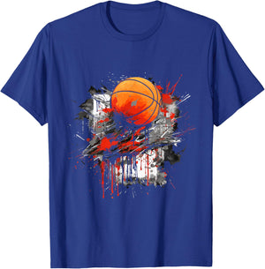 Graffiti Basketball Graphic Street Art Wall Art Jersey Cool T-Shirt - T-Shirt | Royal