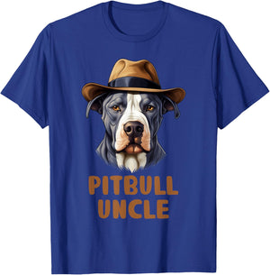 Cute Pitbull Uncle Puppy Lovers Dog Owners Gift Funny Pittie Owner - Men's Black Short Sleeve Classic Fit - Small T-Shirt - T-Shirt | Royal
