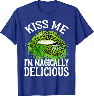 Kiss Me I'm Magically Delicious St Patrick's Day Lip Leopard T-Shirt - T-Shirt | Royal