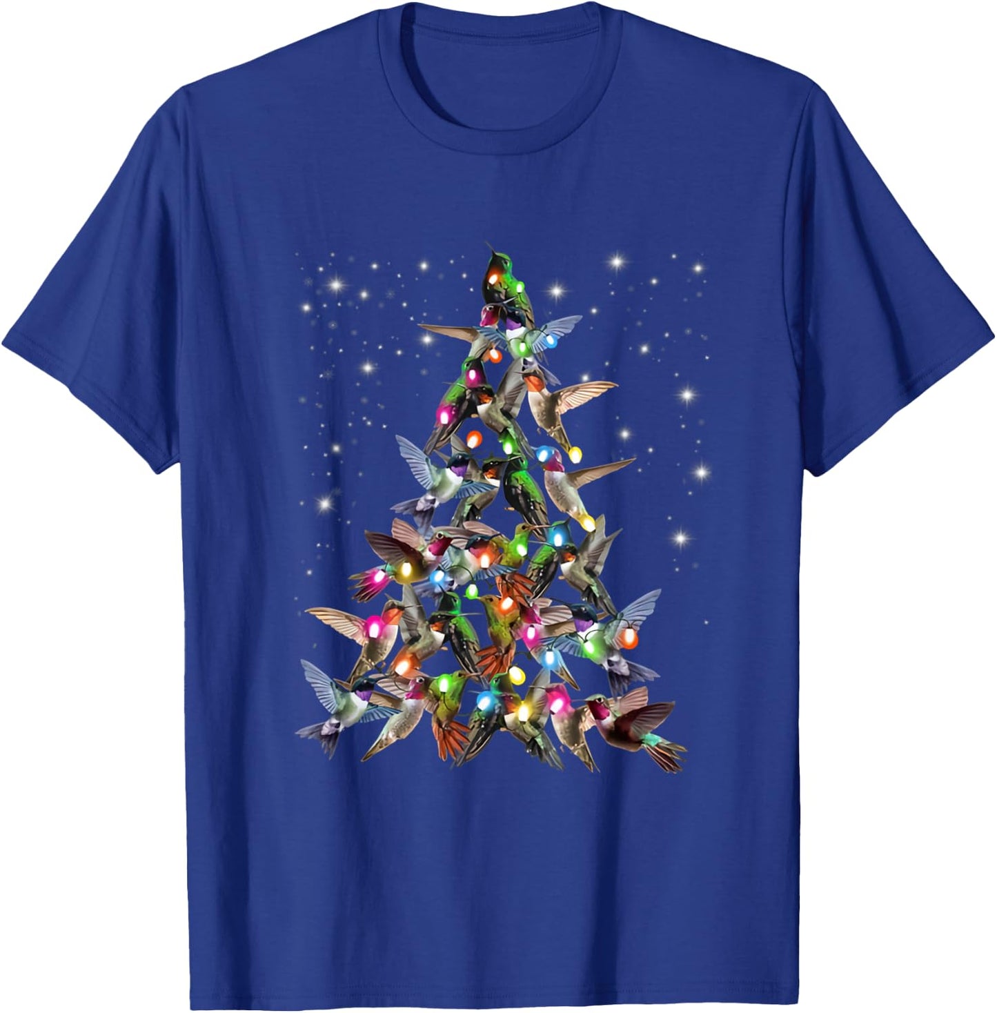 Hummingbird Christmas Tree- Funny Birds Xmas Decorations T-Shirt - T-Shirt | Royal