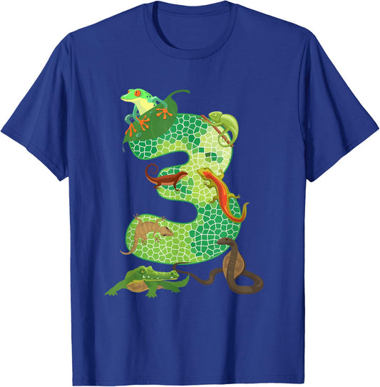 3rd Birthday Reptile Themed 3 Year Old Birthday Party T-Shirt - T-Shirt | Royal