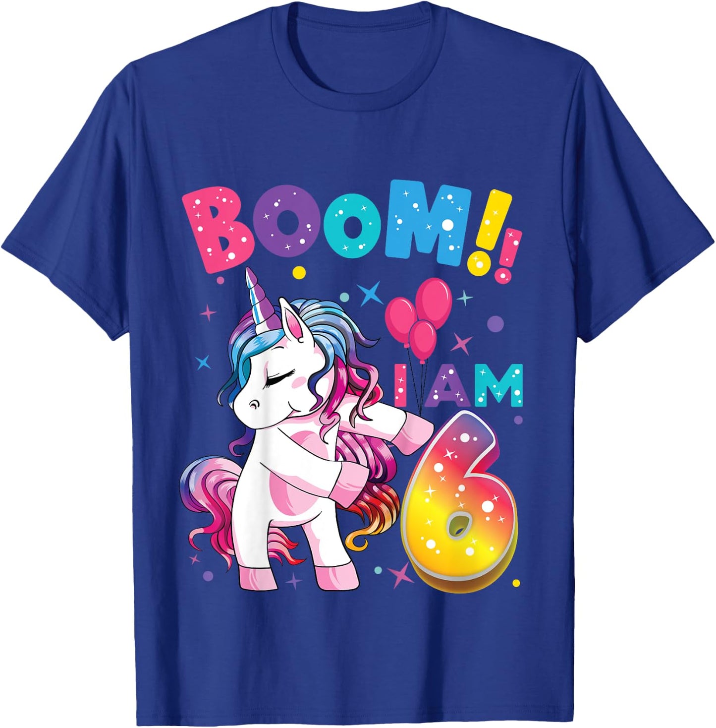 6 Years Old Unicorn Flossing 6th Birthday Girl Unicorn Party T-Shirt - T-Shirt | Royal