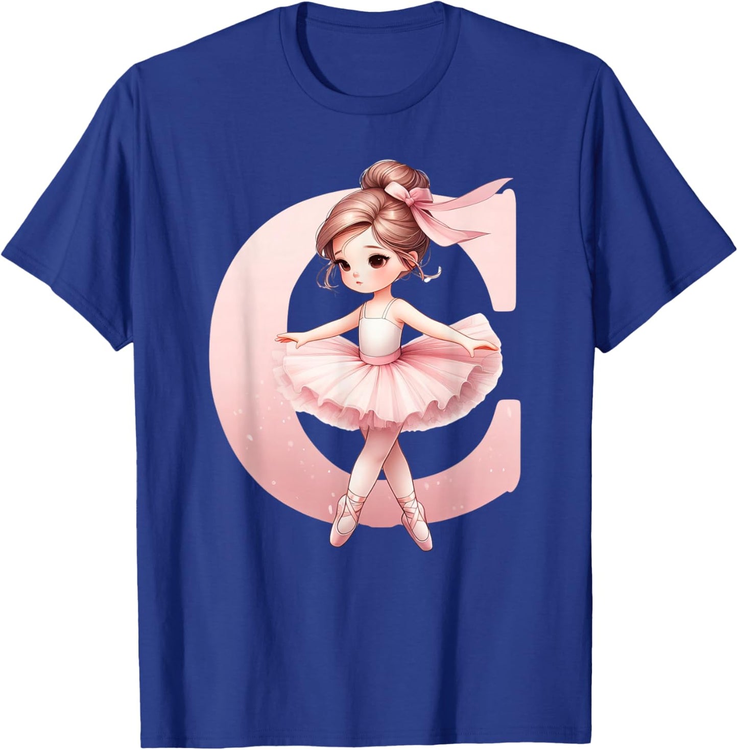 Ballerina Girl Dancing Name First Letter C Girly Tutu Ballet T-Shirt - T-Shirt | Royal