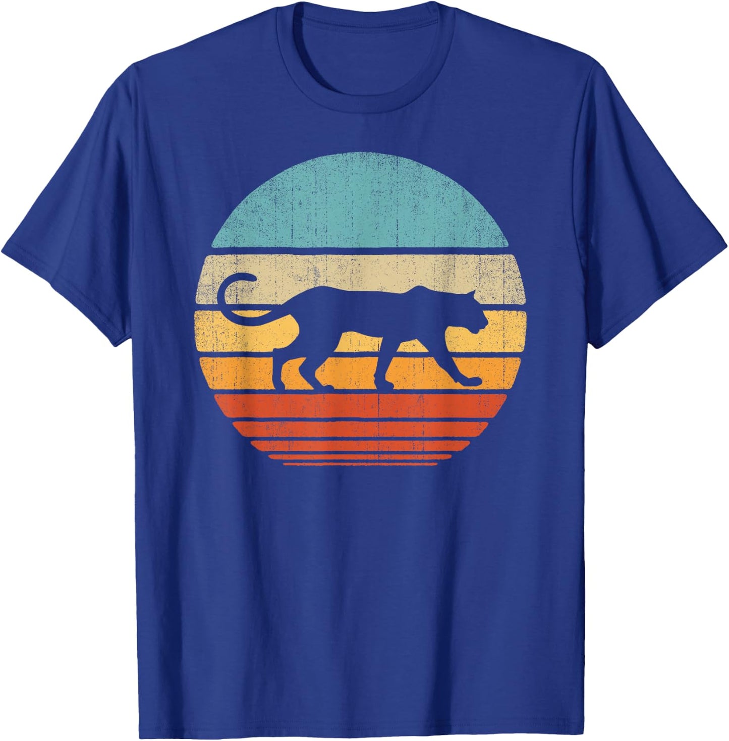 Cougar Retro Vintage 60s 70s Sunset Mammal Animal Men Women T-Shirt - T-Shirt | Royal